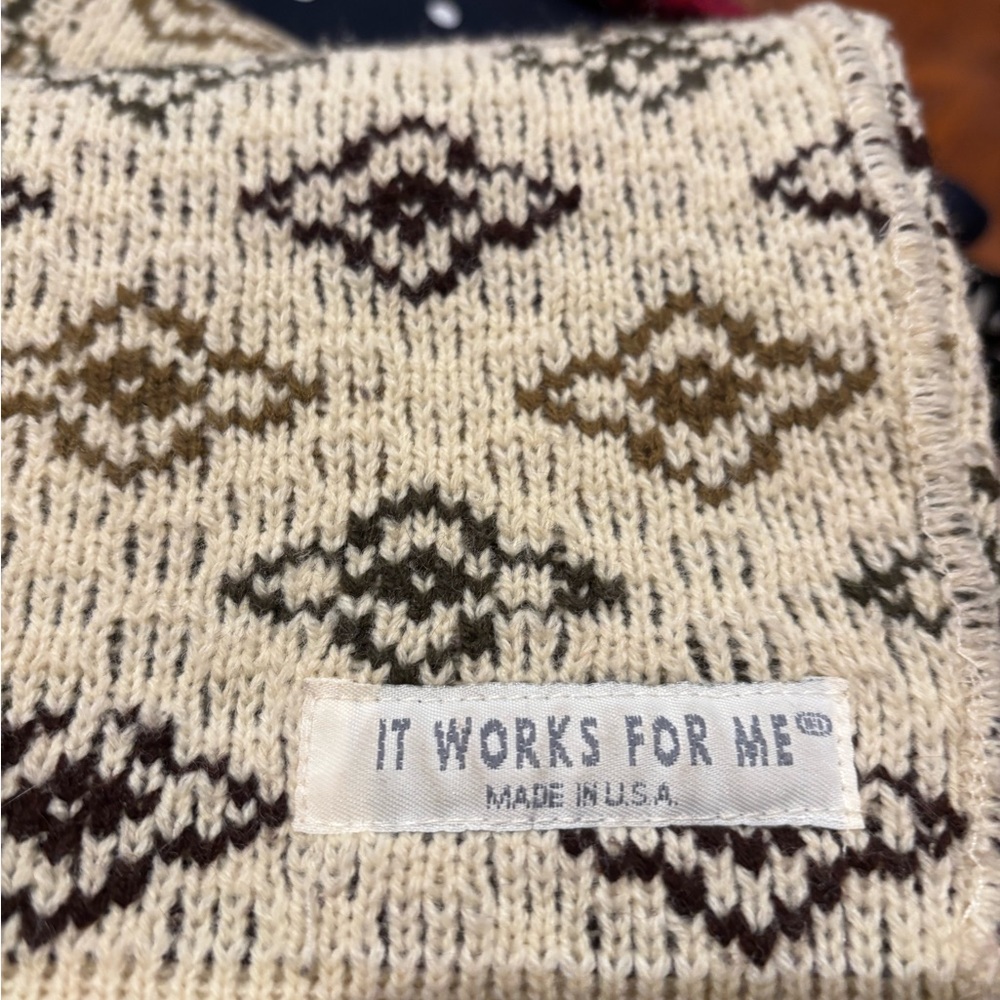 Cozy Cream and Brown Diamond Pattern Cardigan ( reversible)